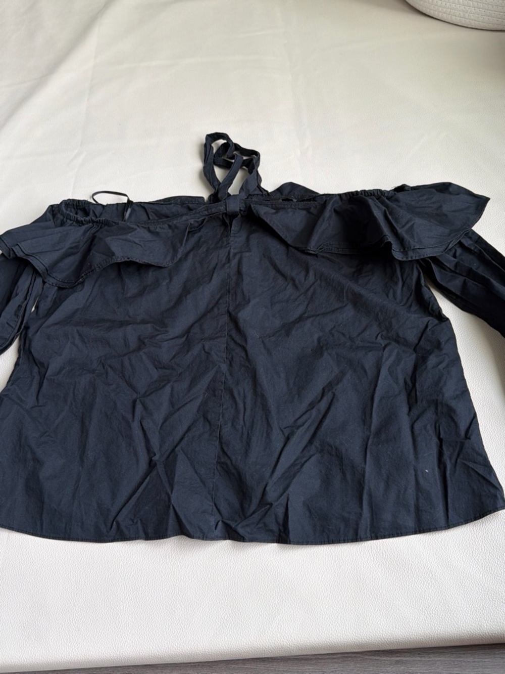 J. Crew Black Off-Shoulder Ruffle Blouse